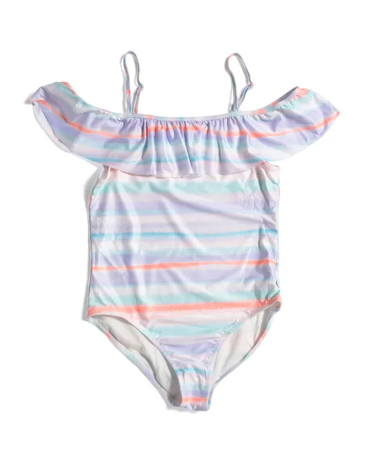 

Сплошной купальник с рюшами для больших девочек Lucky Brand, синий