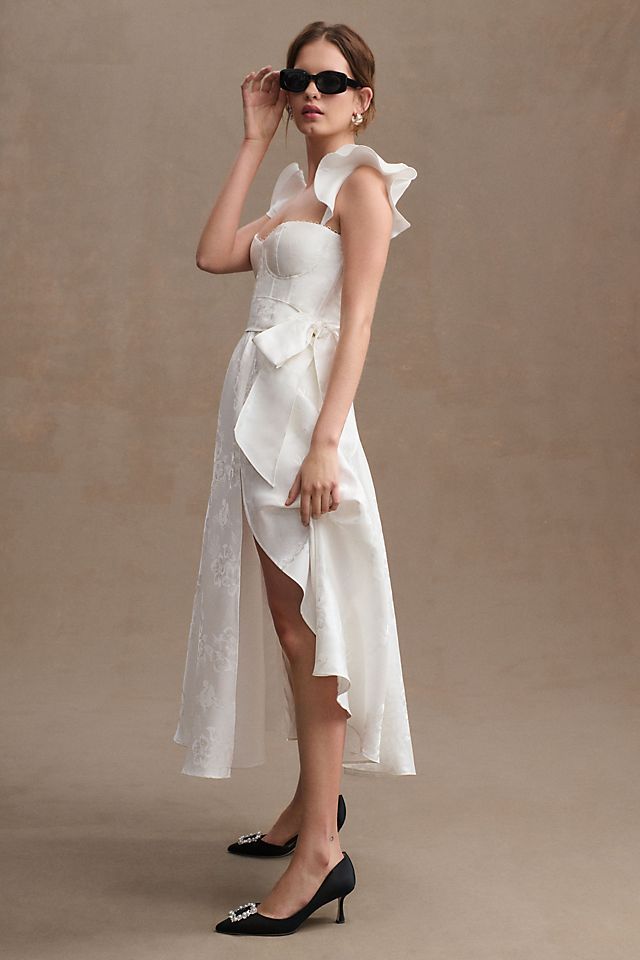 Платье-бюстье V. Chapman Vera с оборками на рукавах, белый платье v chapman charlotte gown цвет taupe duchess