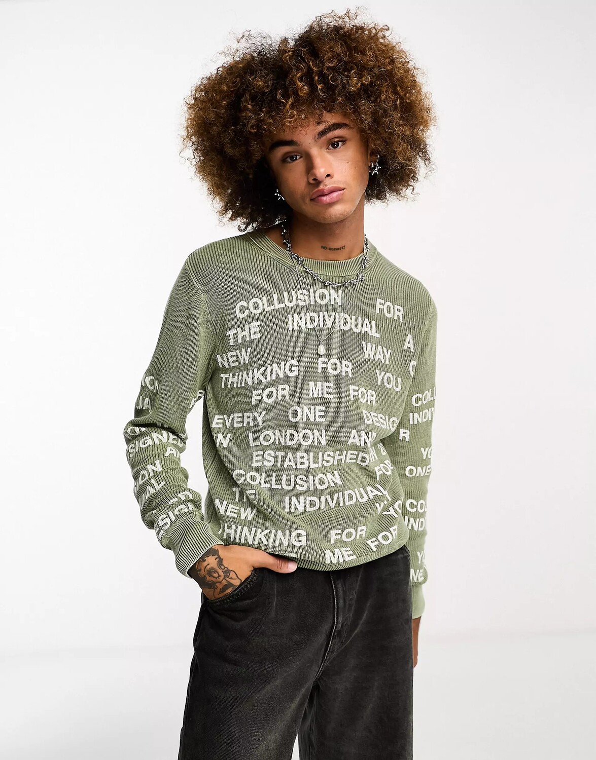 

Свитшот Collusion Acid Wash Text, зеленый