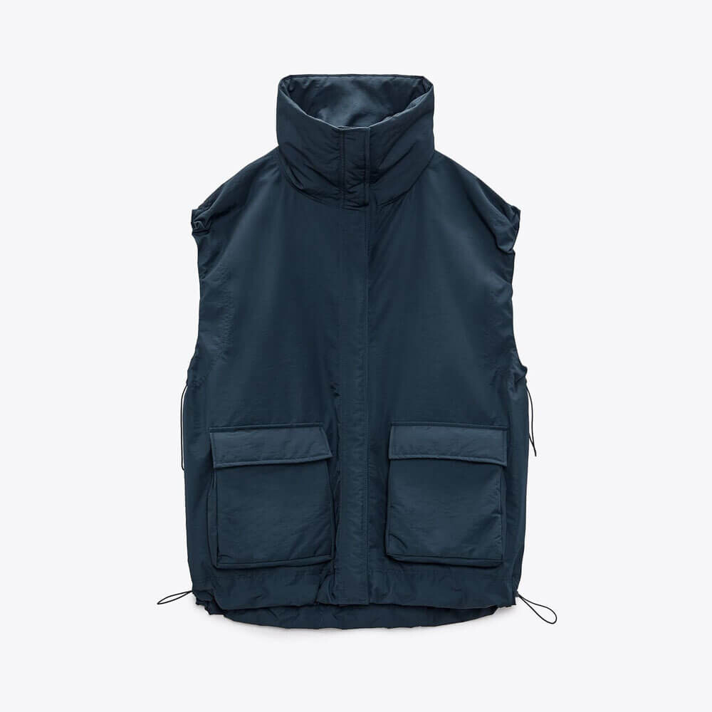 

Жилет Zara Nylon Blend Oversize, темно-синий