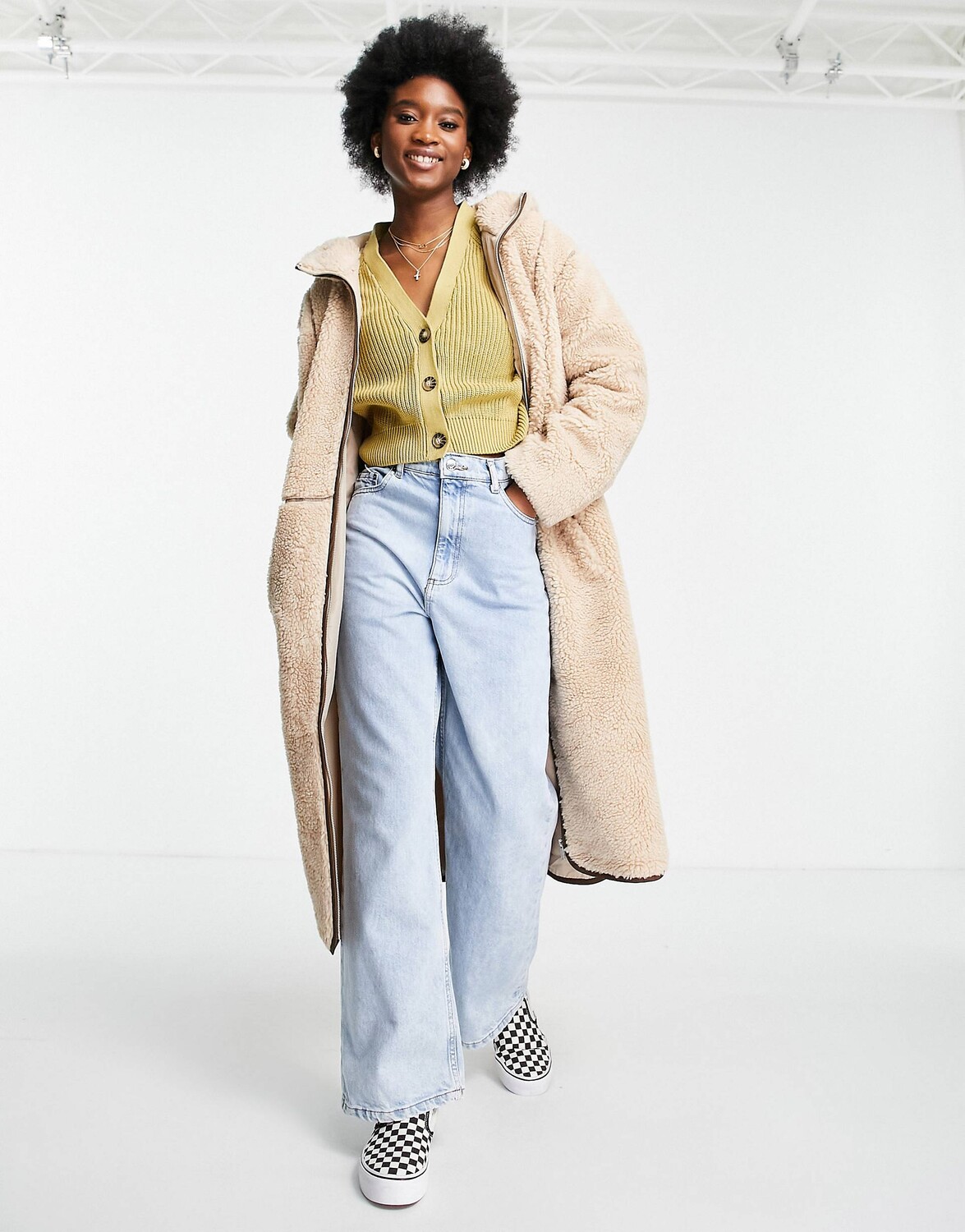 

Верблюжье флисовое пальто с контрастной отстрочкой ASOS DESIGN