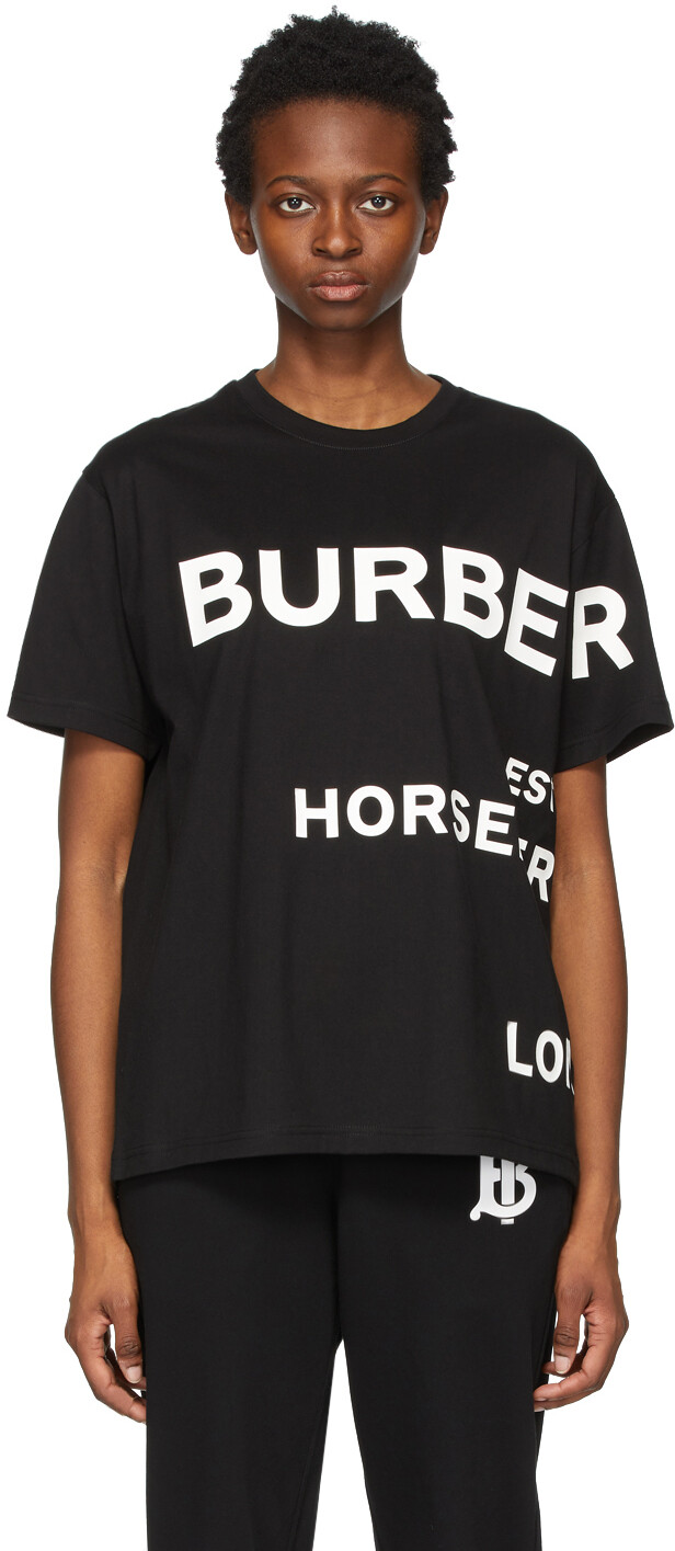 

Черная футболка оверсайз 'Horseferry' Burberry, Черный