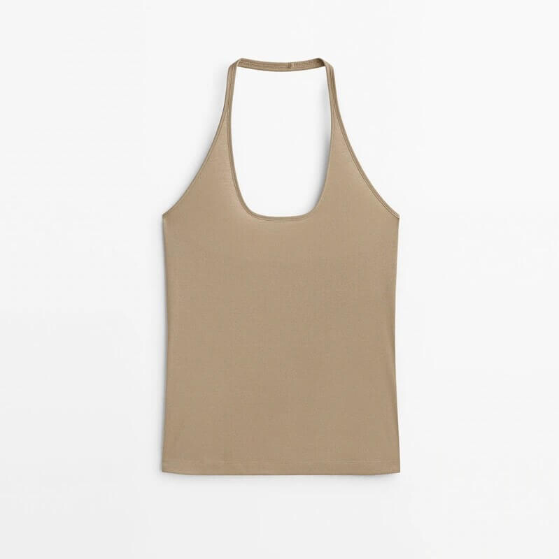 

Майка Massimo Dutti Cotton Halter, бежевый