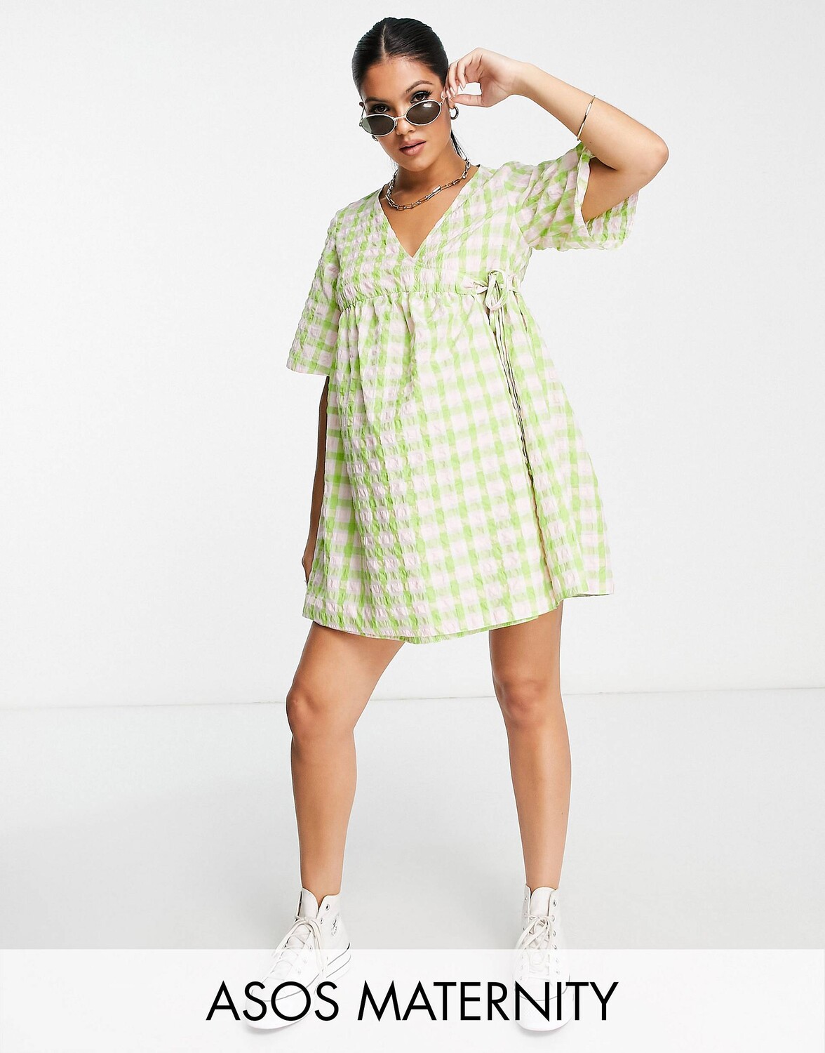 

Платье мини с запахом и запахом в клетку ASOS DESIGN Maternity Maternity