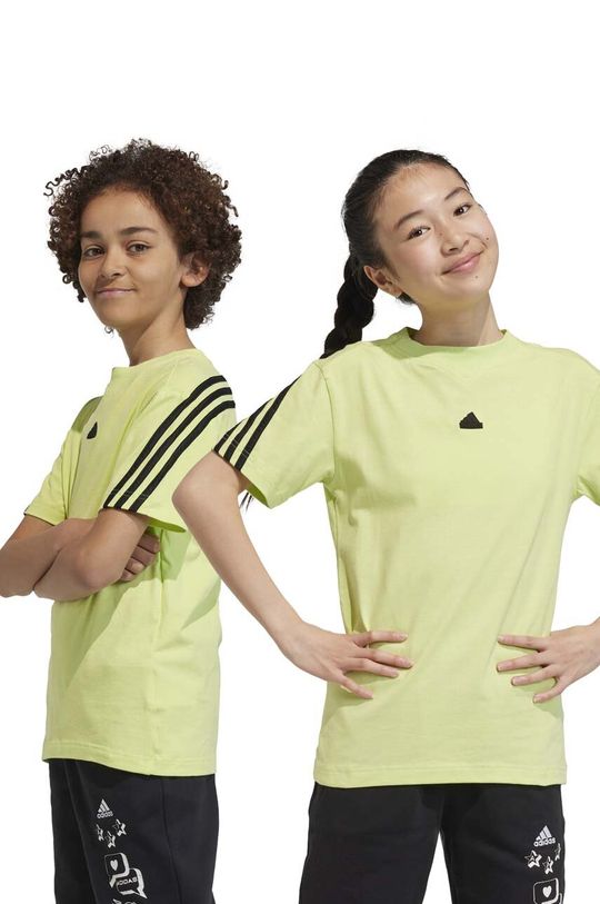 цена Детская хлопковая футболка adidas, зеленый