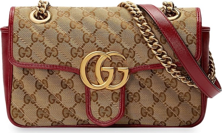 Сумка Gucci GG Marmont Mini Bag Beige/Ebony/New Cherry Red, бежевый - фото