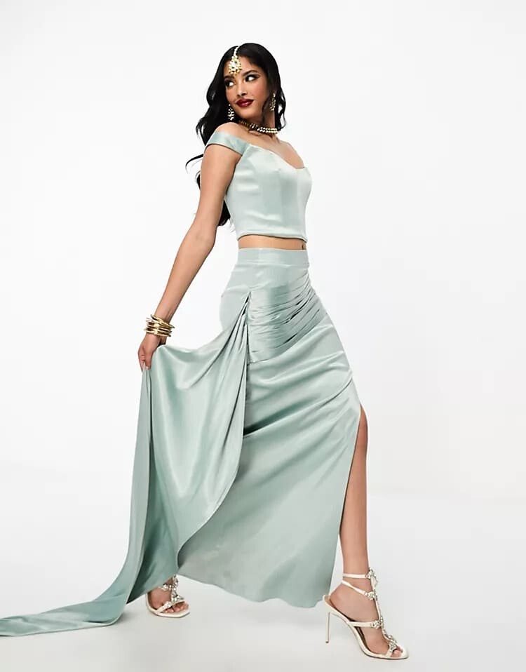 Юбка Kanya London Lehenga Drape Co-ord, светло-оливковый