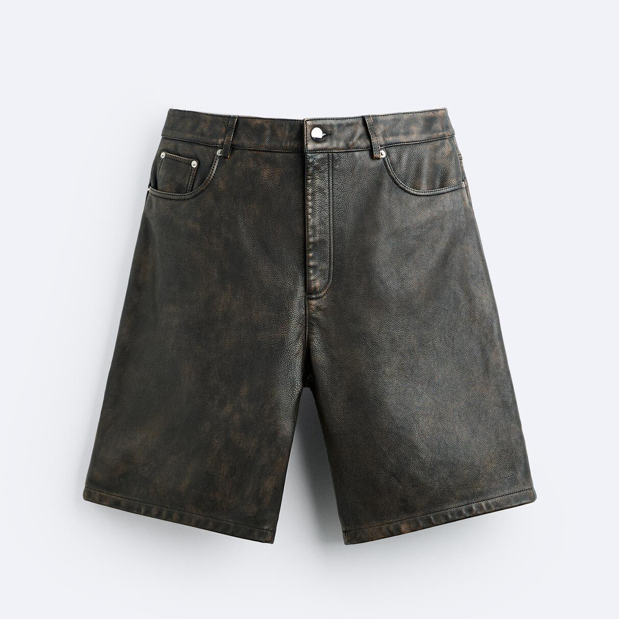 Шорты Zara Vintage-effect Leather Bermuda, черный шорты zara vintage effect leather bermuda черный