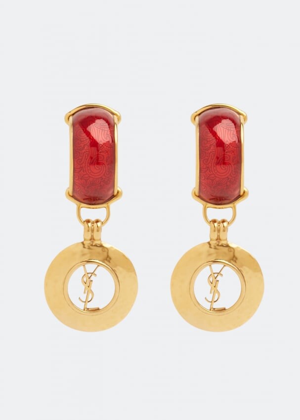 

Серьги SAINT LAURENT Logo drop earrings, красный