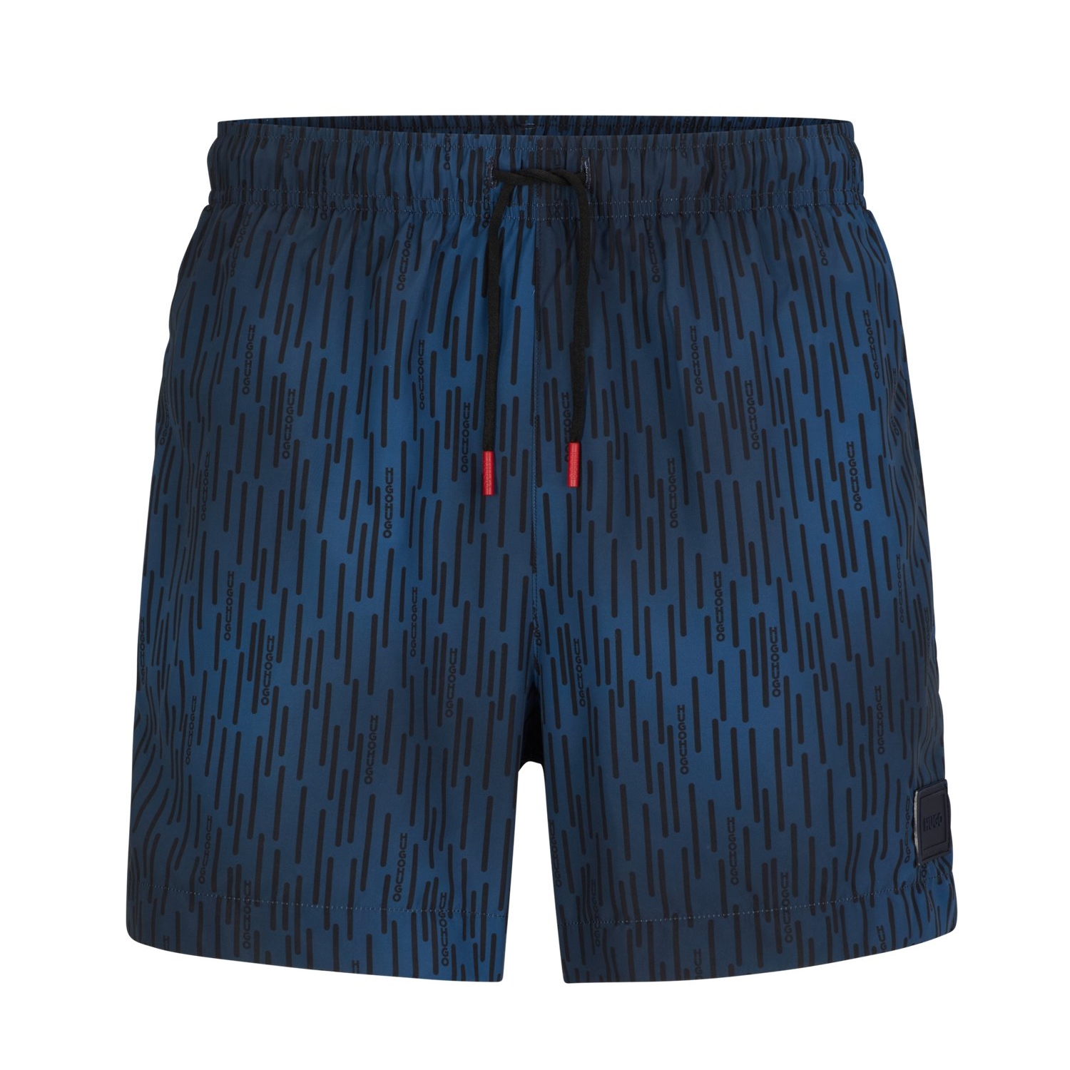 цена Купальные шорты Hugo Quick-drying Recycled-fabric With Signature Print, темно-синий