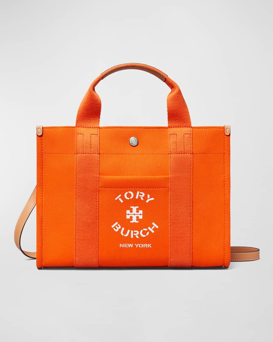 

Маленькая большая сумка из плотной ткани с логотипом Tory Burch