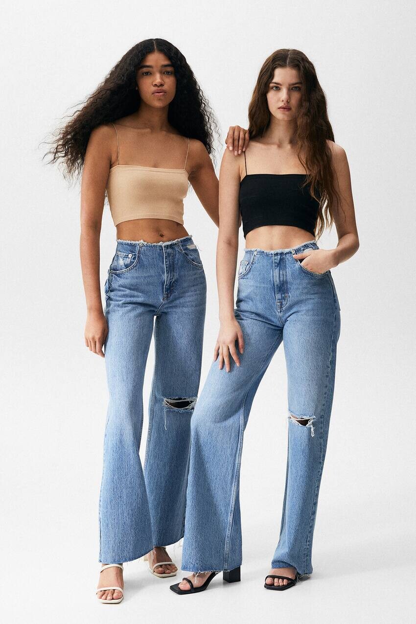 

Набор кроп-топов на тонких бретелях Pull&Bear, песочный/черный