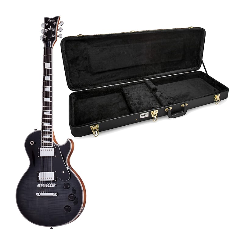 6-струнная электрическая гитара Schecter Solo-II Custom (транс-черный атлас) в комплекте с жестким футляром для переноски электрогитары Schecter Solo-II Custom 6-String Electric Guitar with Hard Shell Case