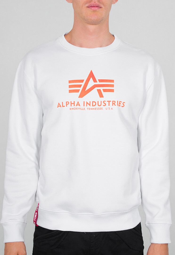 

Толстовка Alpha Industries Basic Neon Print, бело-оранжевая