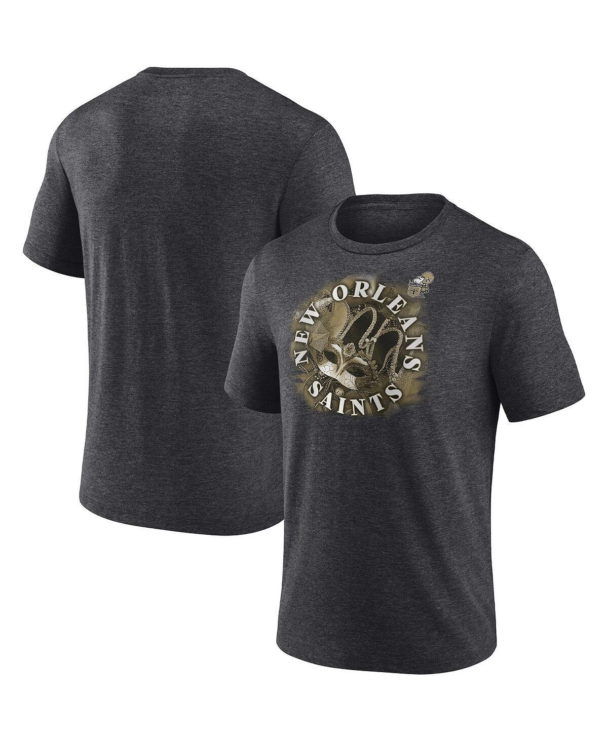 Мужская темно-серая футболка new orleans saints sporting chance tri-blend с фирменной меланжевой отделкой Fanatics, мульти