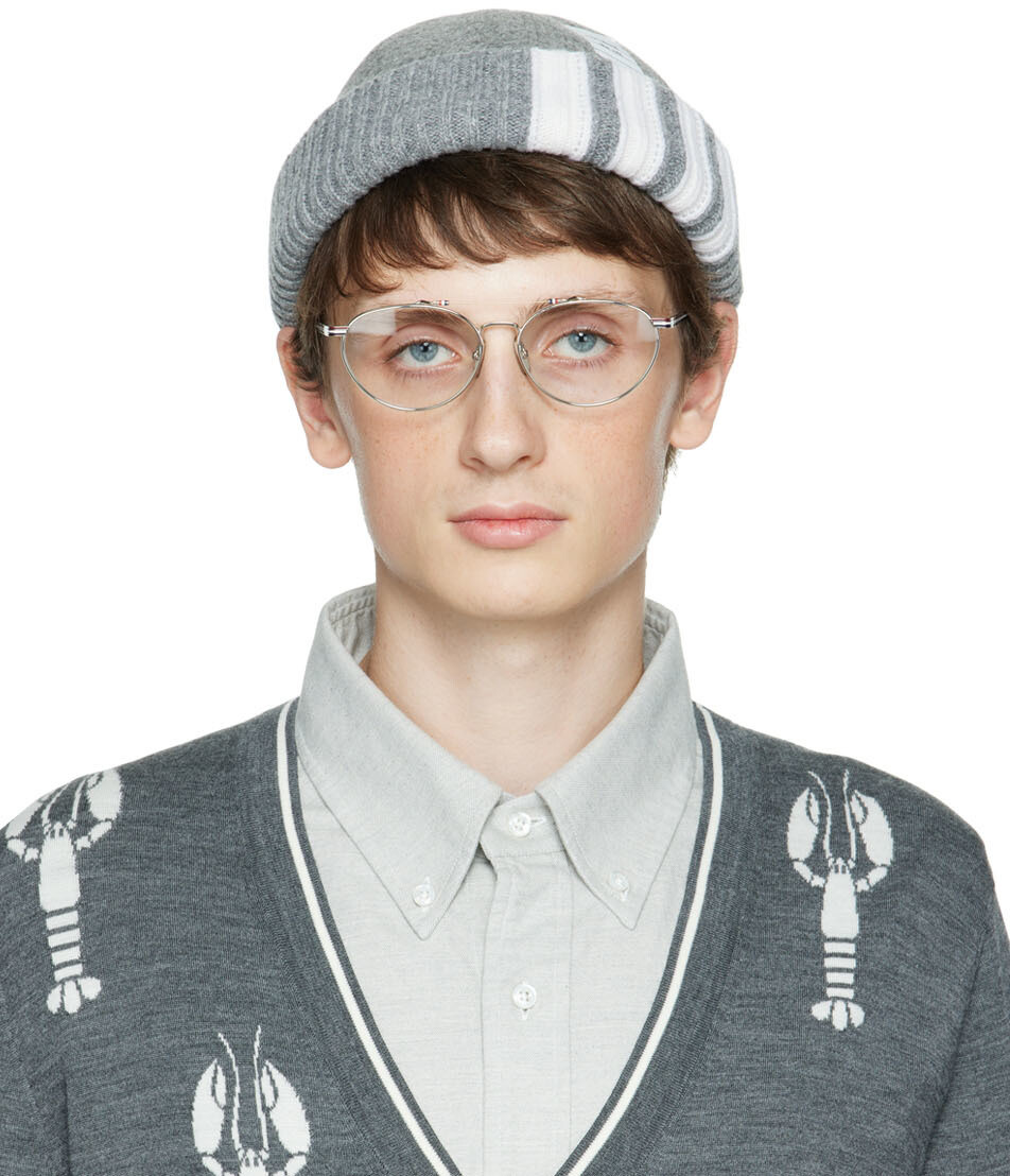 

Серая шапка с четырьмя полосками Thom Browne