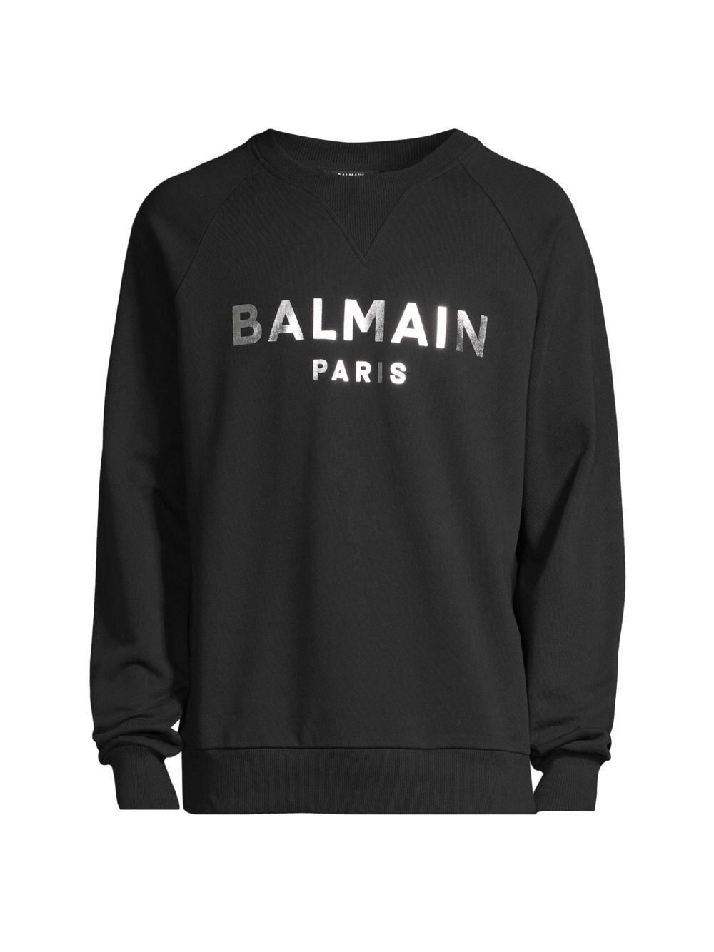 

Свитер с круглым вырезом и логотипом из фольги Balmain, нуарный