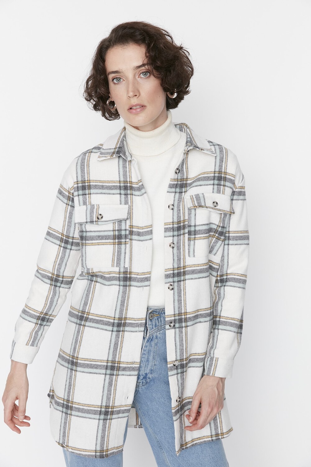 

Рубашка - Экрю - Классический крой Trendyol Modest, экрю