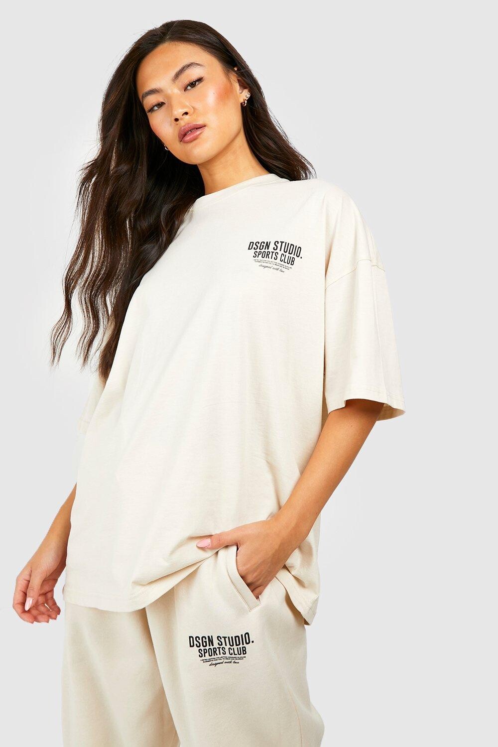 

Футболка оверсайз с надписью Dsgn Studio Sports Club boohoo, белый