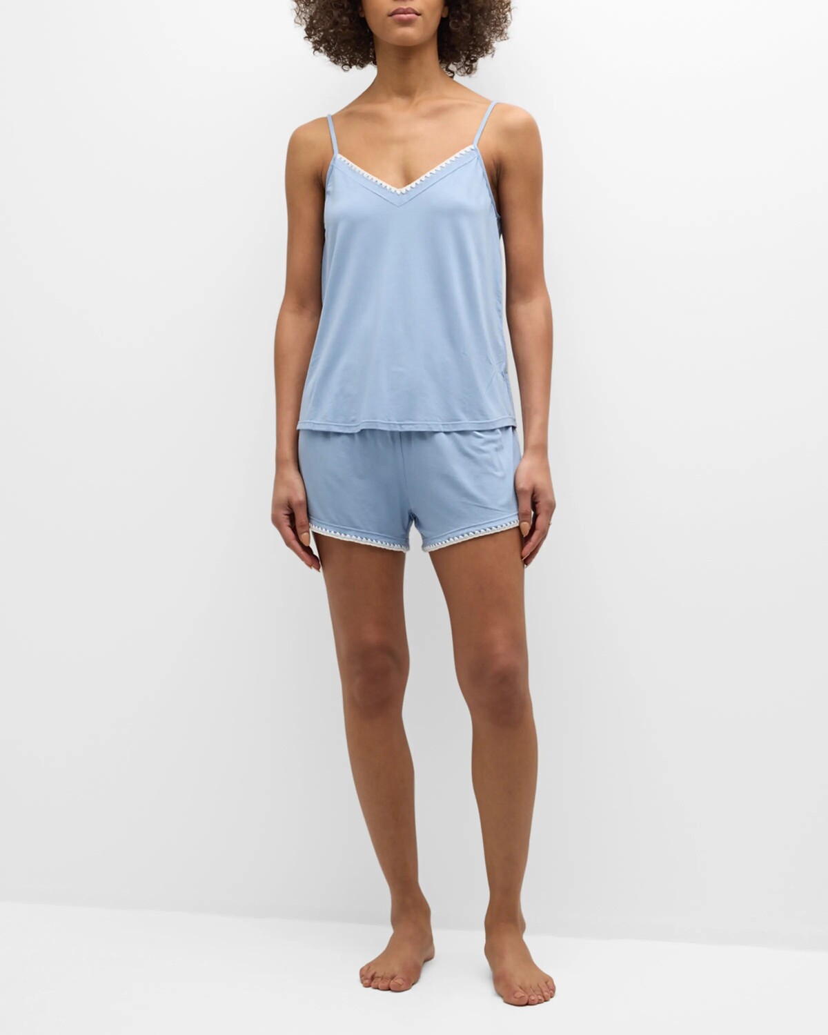 

Пижамный комплект Frida Whipstitch Tencel на бретельках Eberjey, цвет Wedgewood Blue Ivory