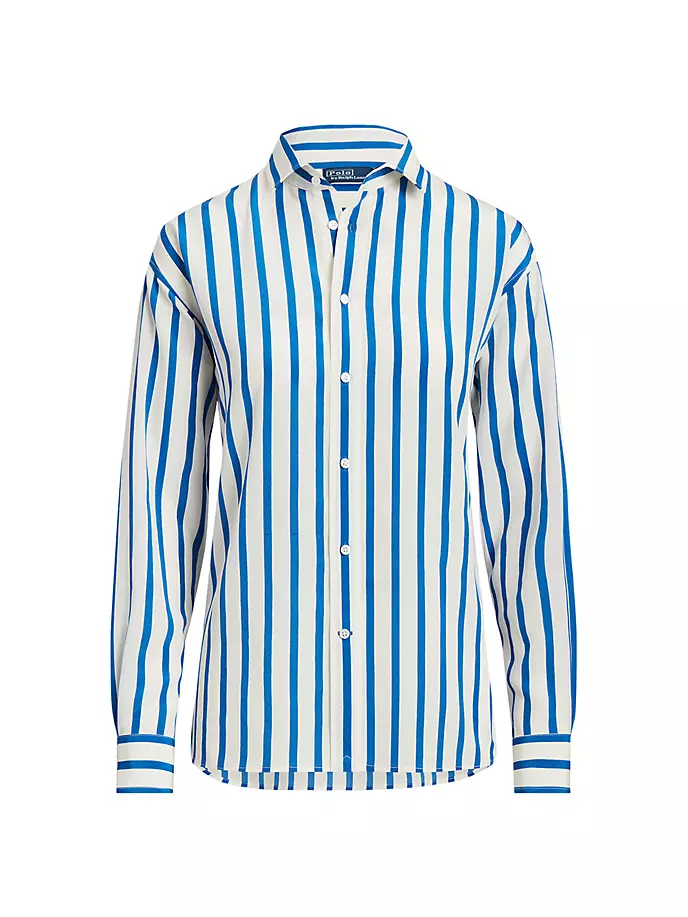 Полосатая шелковая рубашка тутового цвета Polo Ralph Lauren, цвет cream royal stripe