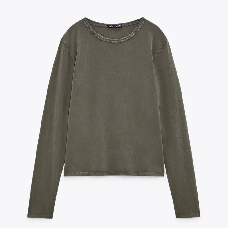 

Футболка Zara Faded Minimalist, хаки