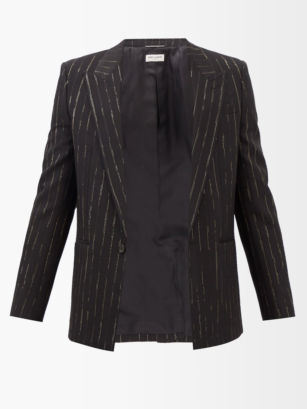 

Костюмный пиджак из твила в тонкую полоску Saint Laurent, черный