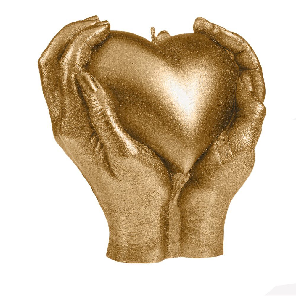 Candellana свеча сердце в руке классическая золотая, 1 шт.