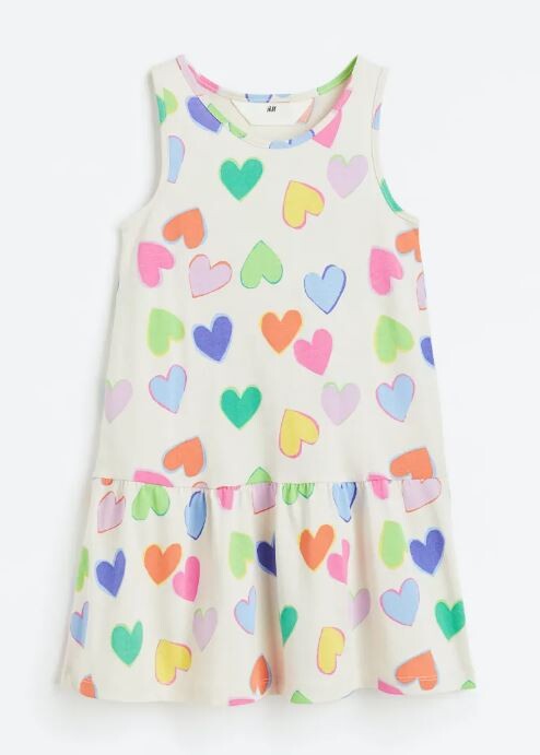 

Платье с принтом сердечки хлопок H&M Heart With Print Cotton, белый