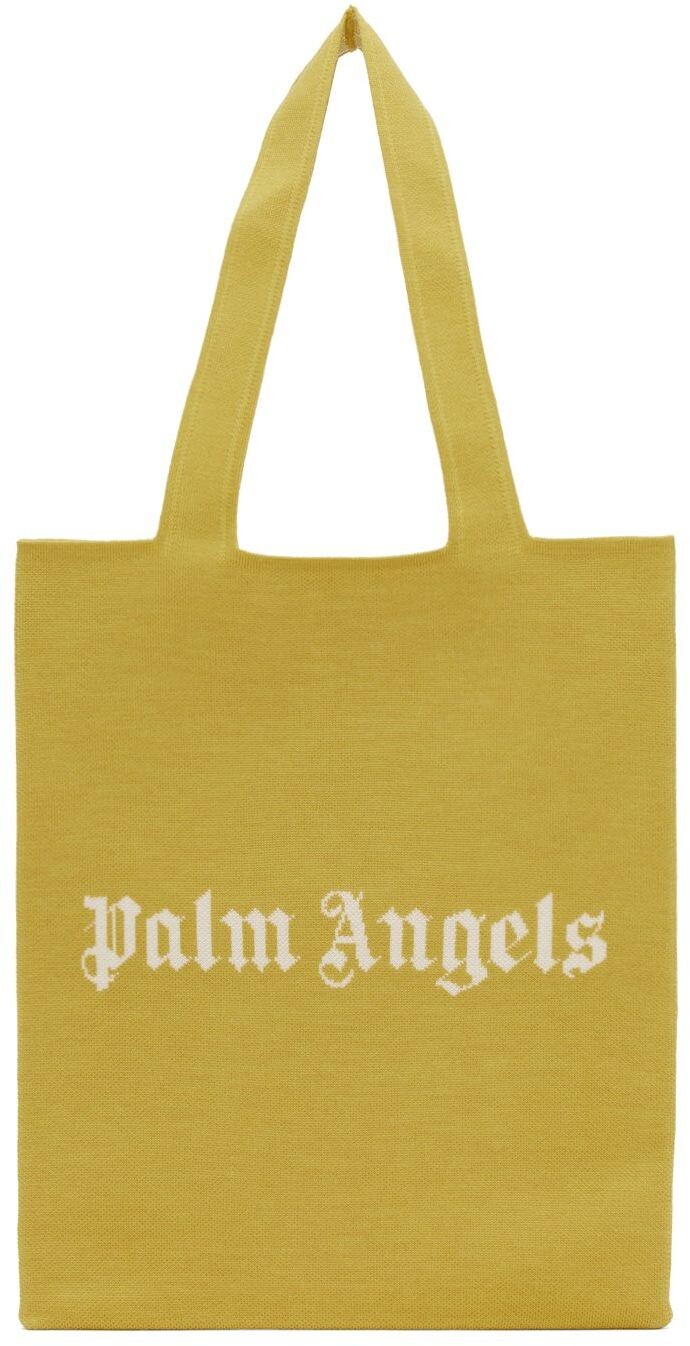 

Желтая большая сумка с логотипом Palm Angels