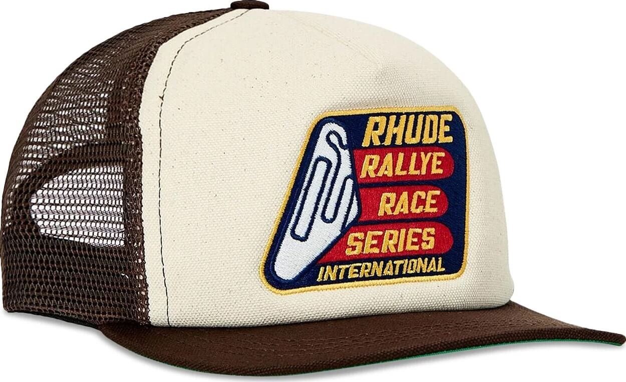 

Кепка Rhude Race Series Washed Trucker, коричневый/винтажный белый