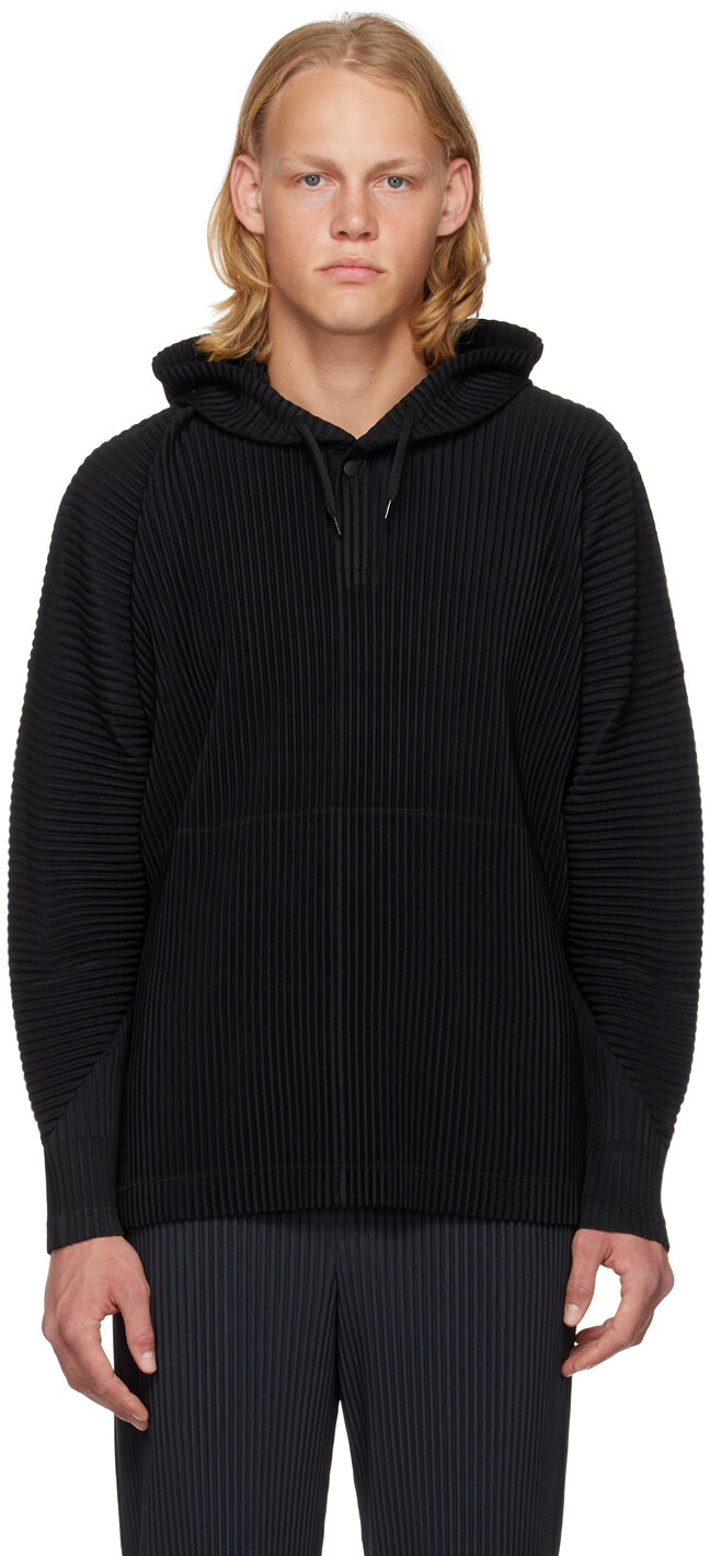 

Черная толстовка с капюшоном Monthly Color November Homme Plissé Issey Miyake, Черный