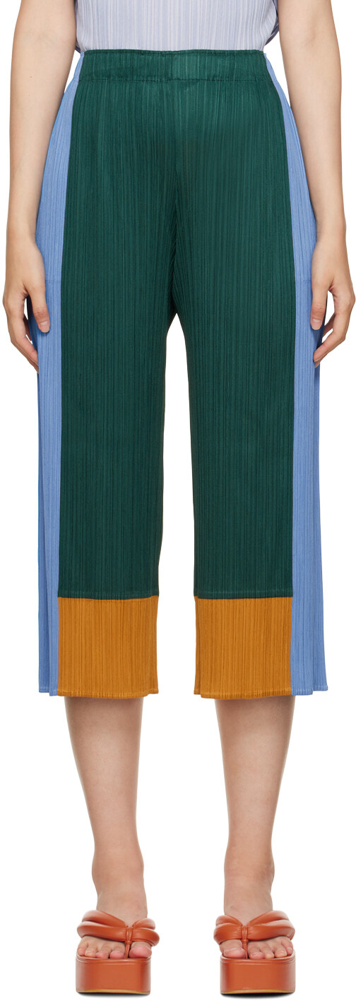 

Зеленые брюки-комбинезон Pleats Please Issey Miyake