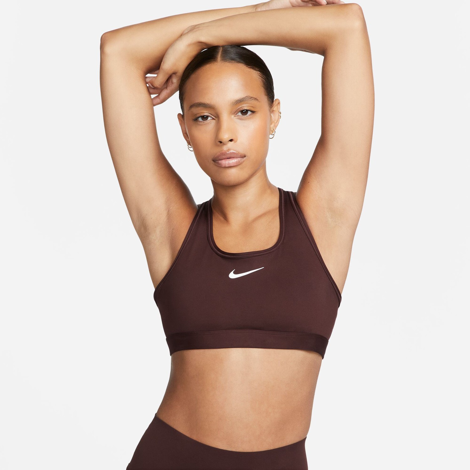 

Бюстгальтер средней поддержки Swoosh Nike, коричневый