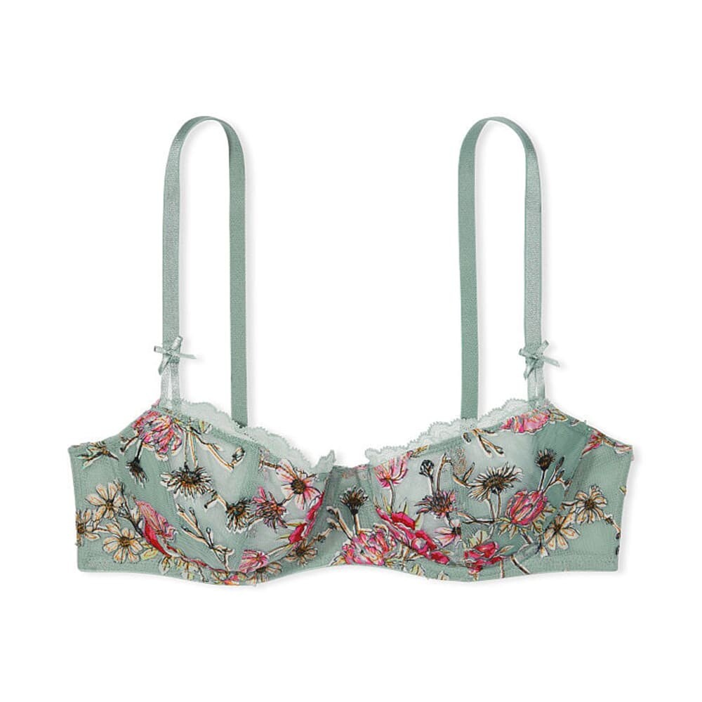 

Бюстгальтер Victoria`s Secret Wicked Unlined Floral Embroidery Balconette, пыльный цветочный