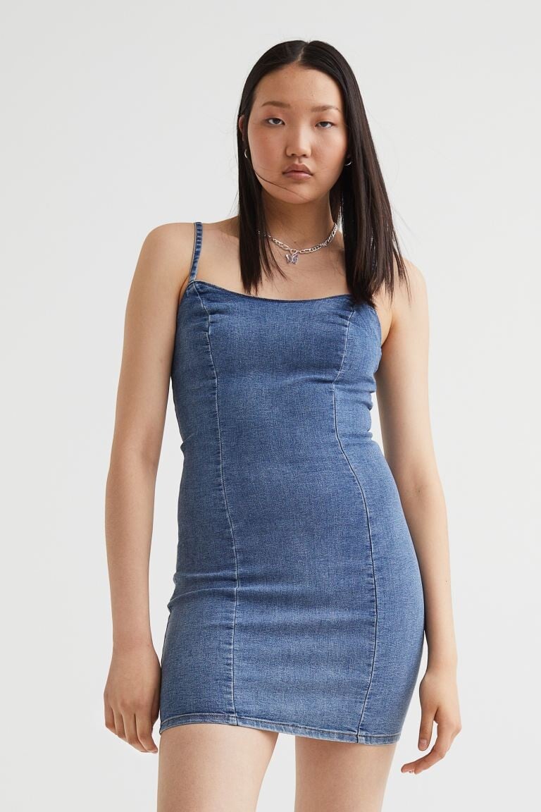 

Джинсовое облегающее платье H&M, синий деним