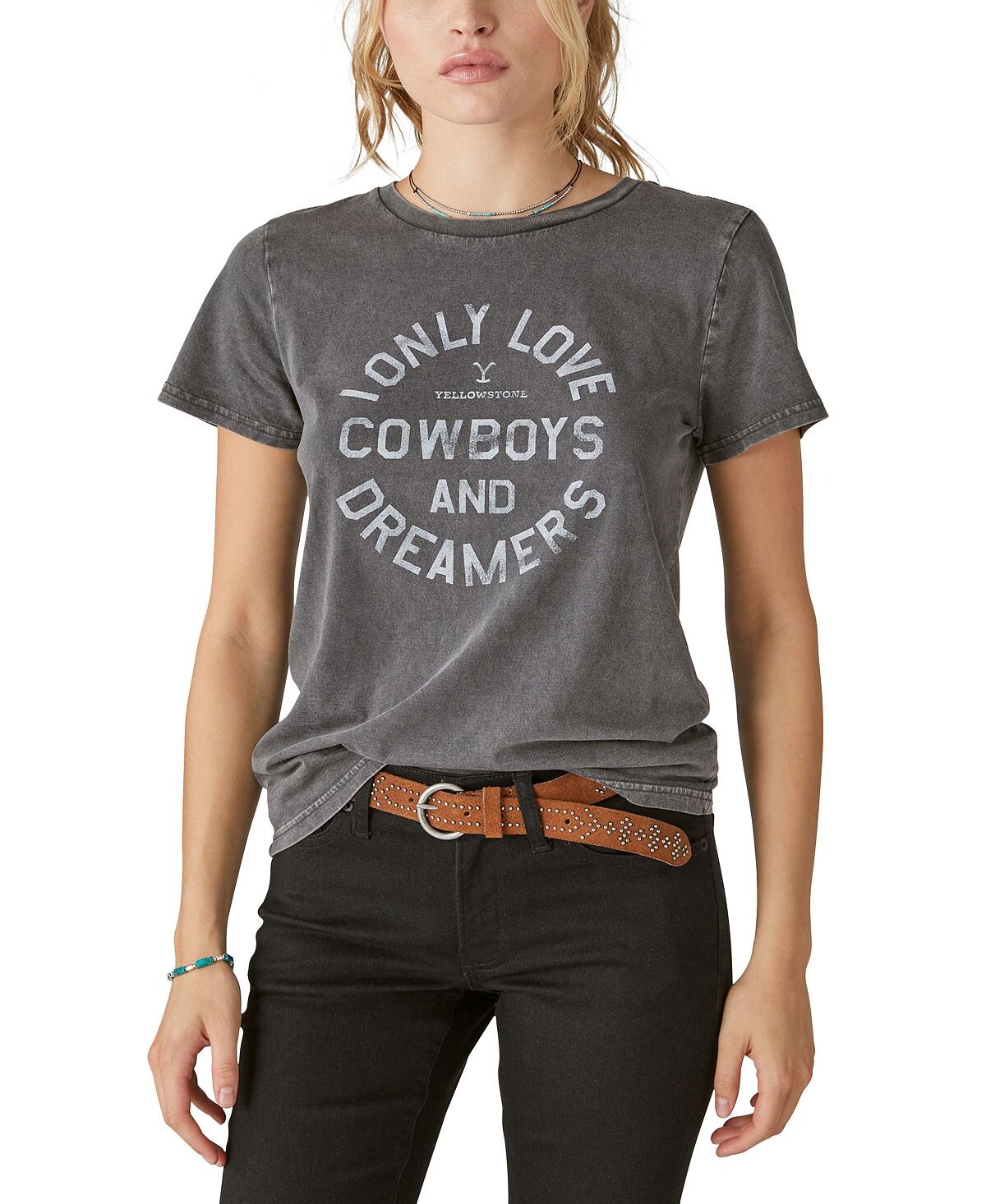 

Женская хлопковая футболка yellowstone cowboys and dreamers Lucky Brand