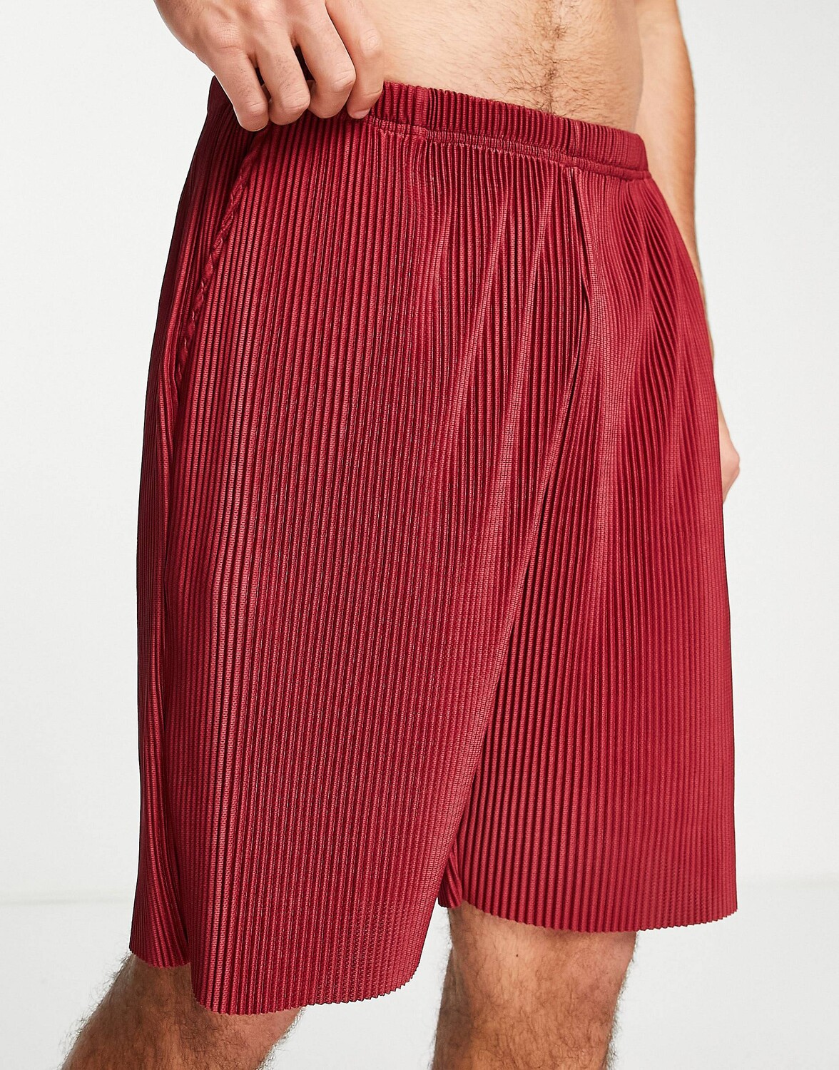 

Бордовые шорты-плиссе ASOS DESIGN lounge