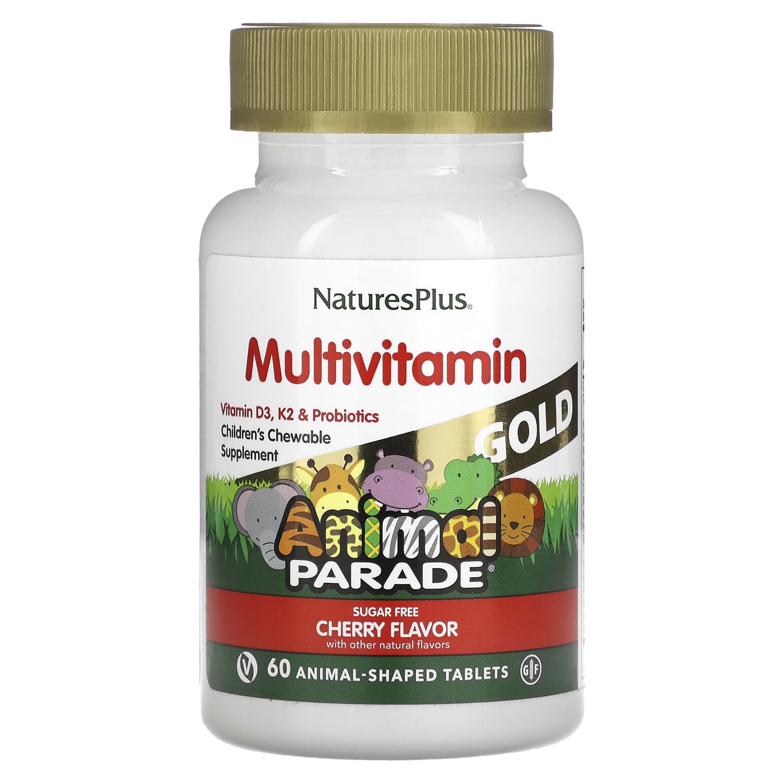 Мультивитамины NaturesPlus с микроэлементами для детей, со вкусом вишни, 60 таблеток в форме животных