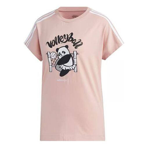 

Футболка Adidas neo Panda Tee Printing Loose Short Sleeve Pink Red, Розовый