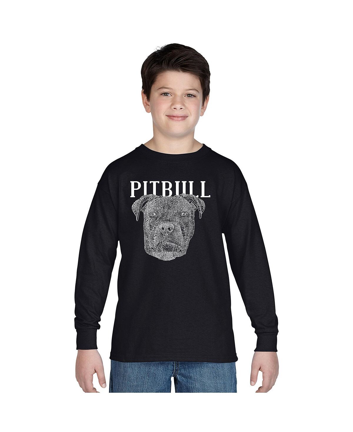 

Футболка с длинным рукавом Big Boy's Word Art — Pitbull Face LA Pop Art