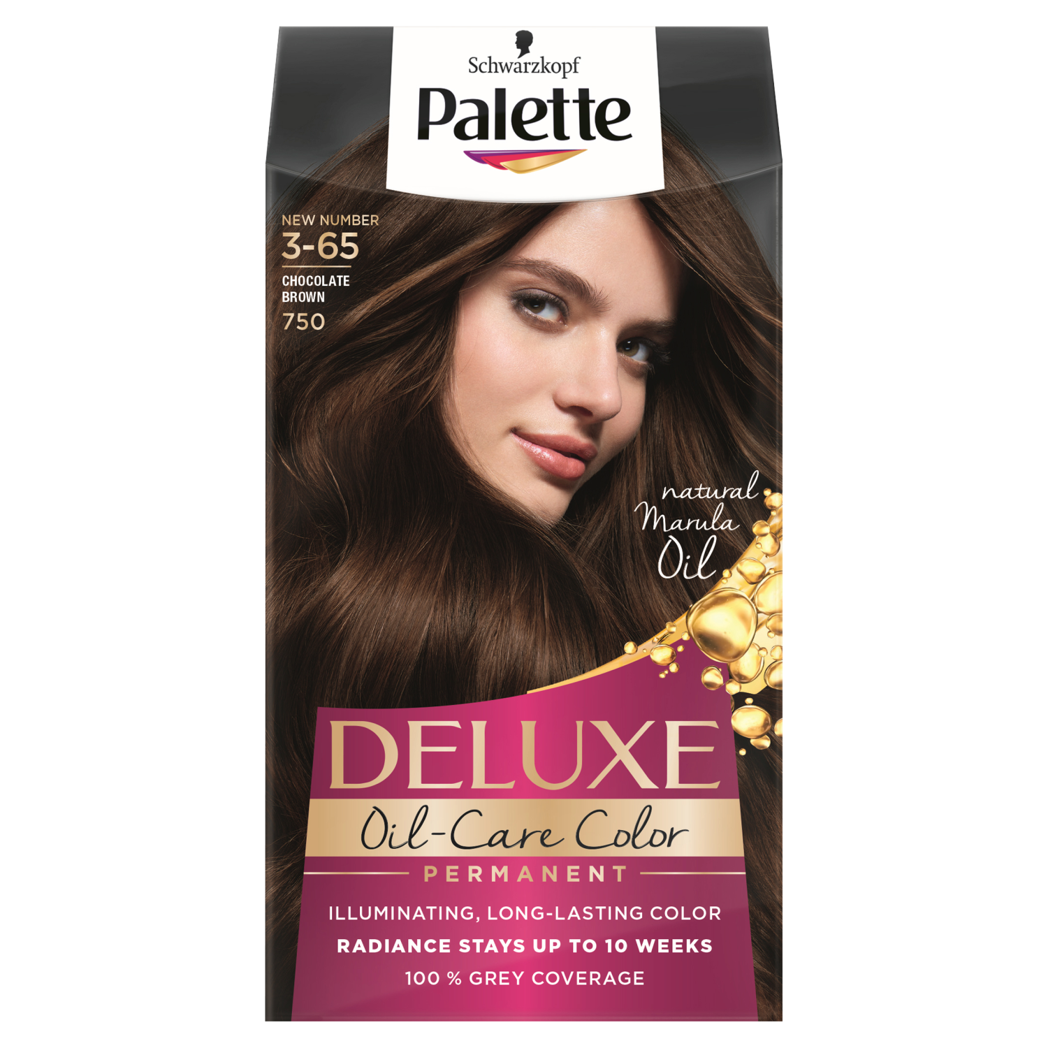 Palette Deluxe Oil-Care краска для волос 3-65 (750) шоколадно-русый, 1  упаковка – заказать по выгодной цене из-за рубежа в «CDEK.Shopping»