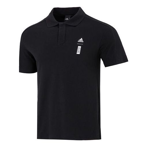 Футболка Adidas Wj Solid Color Logo Micro Mark Athleisure Casual Sports Short Sleeve Polo Black, Черный
