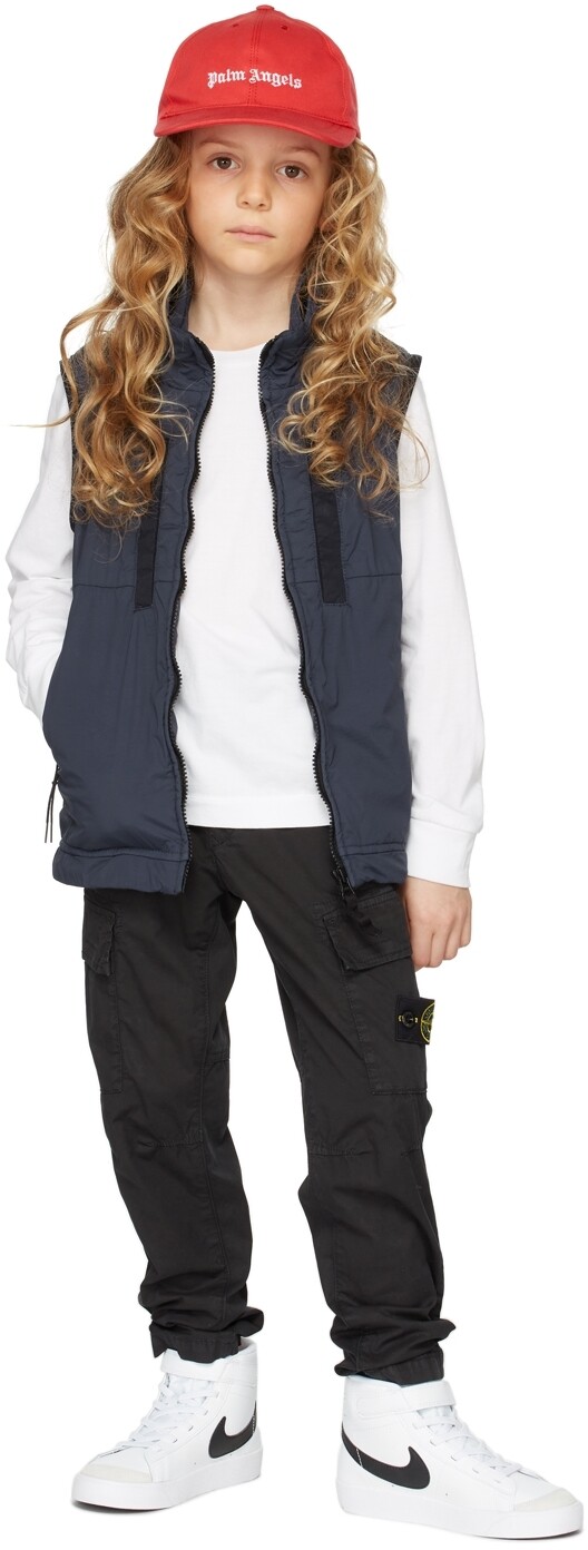 

Детский темно-синий жилет с капюшоном Stone Island Junior