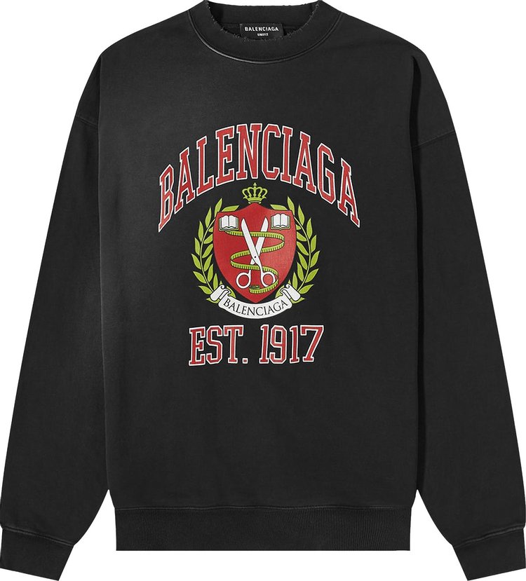 Толстовка Balenciaga College Logo Crewneck 'Black/Red', черный