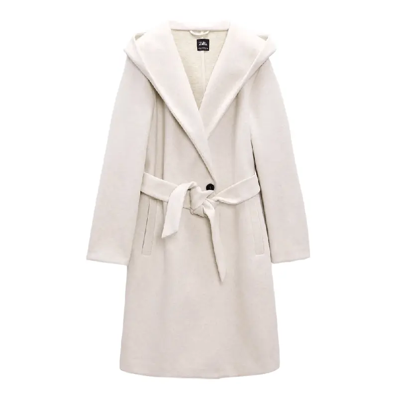 

Пальто Zara With hood, светло-бежевый