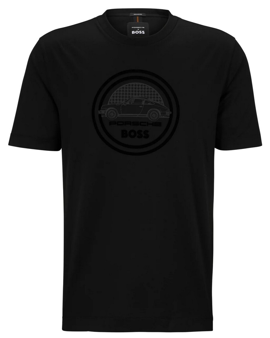 

Футболка Porsche x Boss Mercerized-cotton With Flock-print Logo, черный