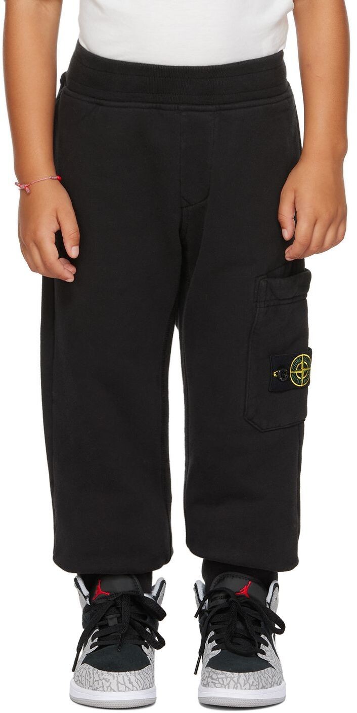 

Детские черные брюки для отдыха, окрашенные в готовом виде Stone Island Junior
