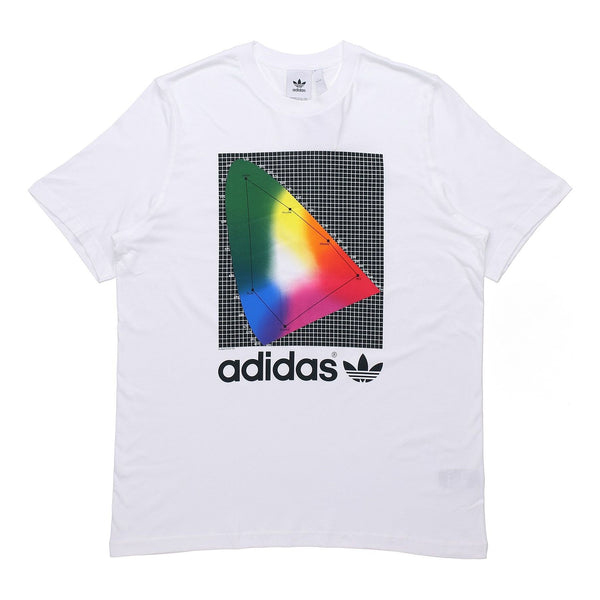 Футболка Adidas originals Spectrum Tee Round Neck Pullover Short Sleeve White, Белый fashion ladies striped sweater fall winter o neck long sleeve top loose knit pullover patchwork round neck mid length clothing