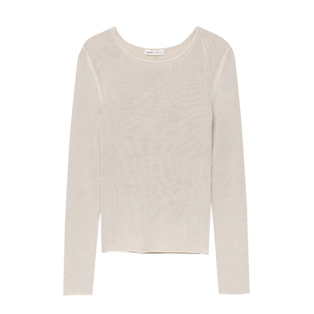 

Джемпер Pull&Bear Wide Neck Mesh Fabric, серый